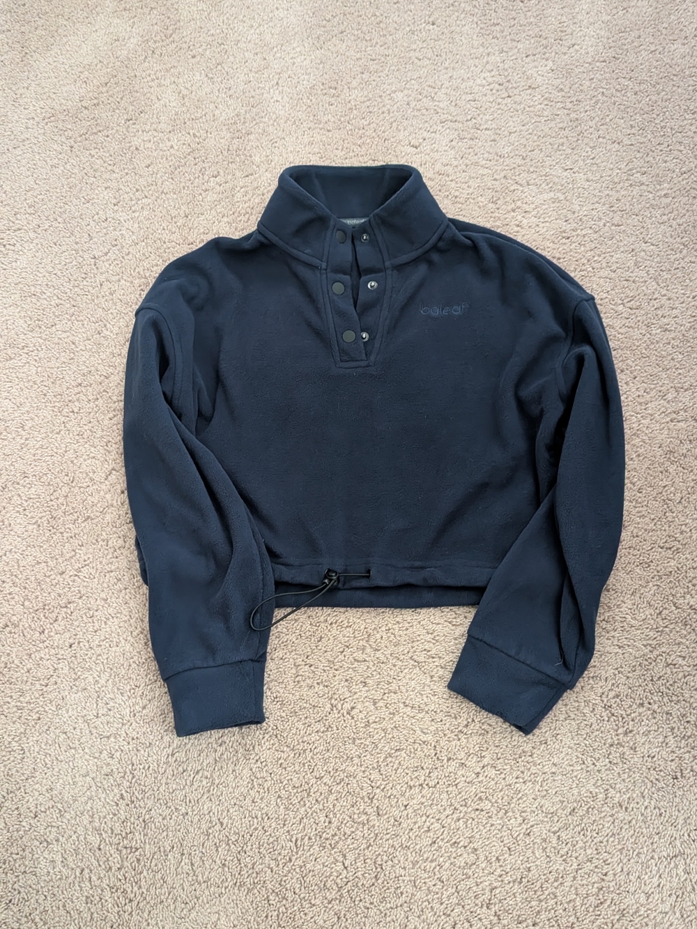 Baleaf Navy Snap-Button Cropped Pullover